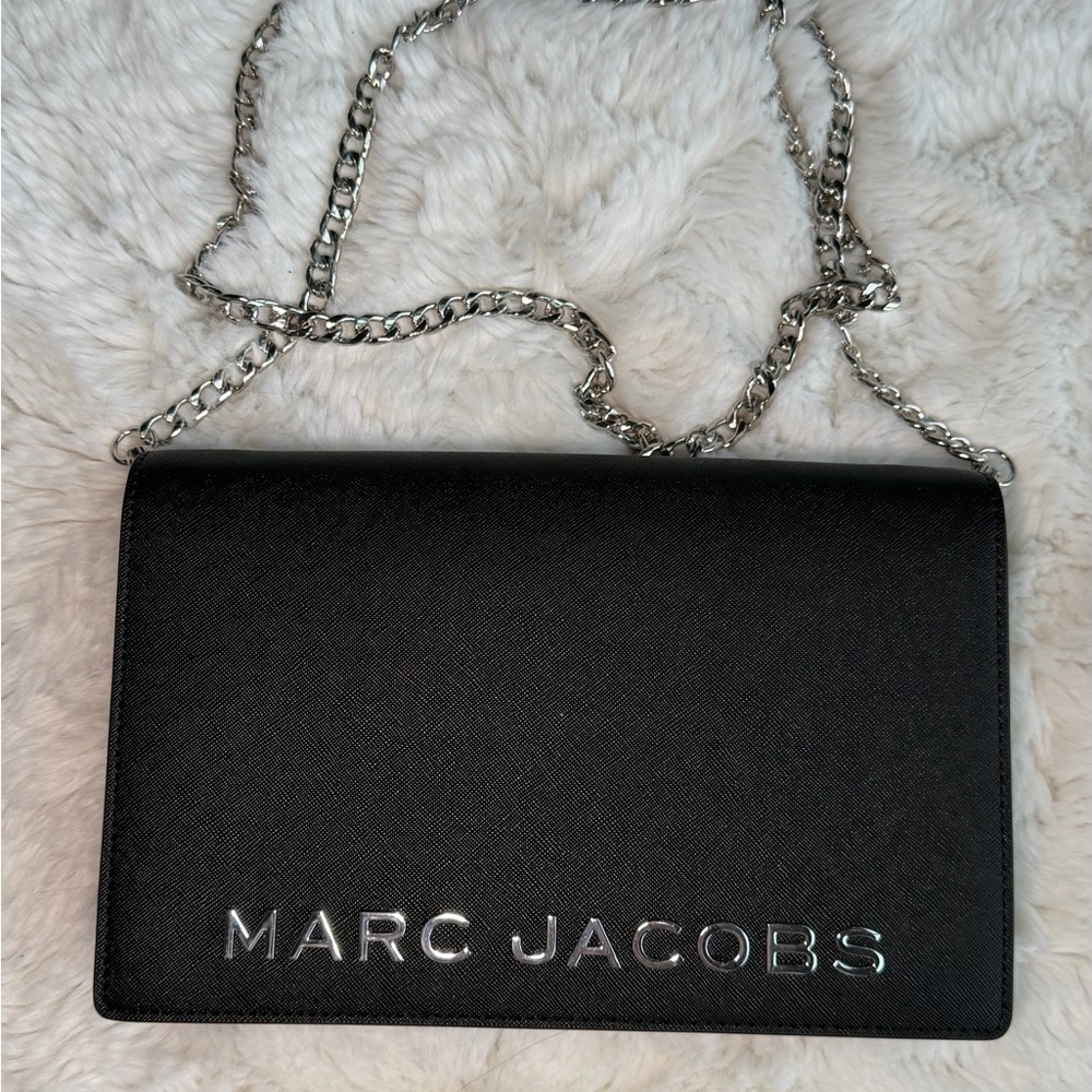 Marc Jacobs Black Crossbody with Silver Chain